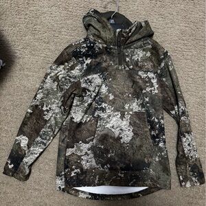 Boys RedHead Camouflage Half-Zip Hooded Pullover - Olive Green